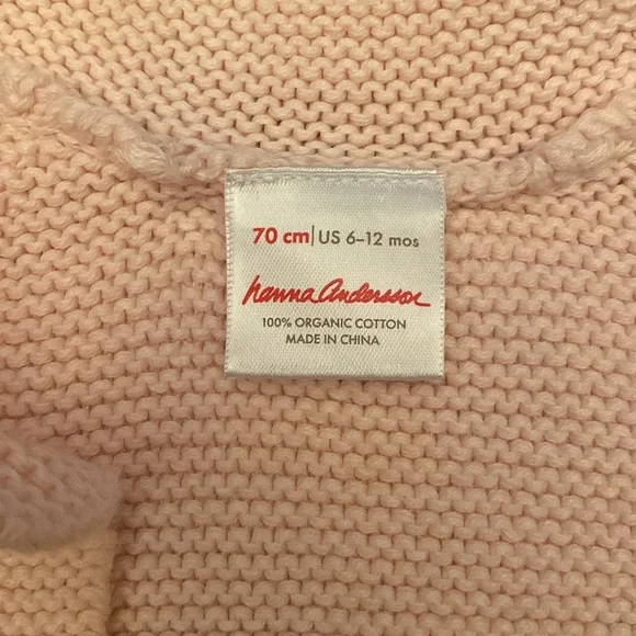 Hanna Andersson pink organic cotton baby cardigan sz 6-12 months like new. - Picture 3 of 3